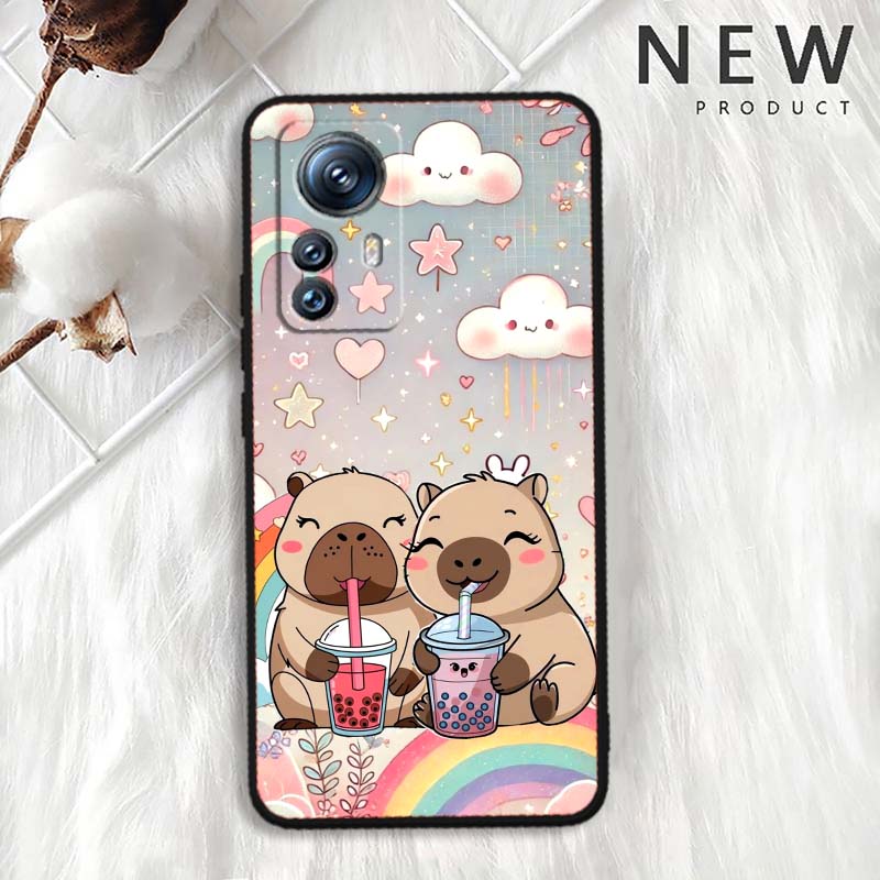 Cartoon Anime Capibala Art For Xiaomi Mi 15 14 13 13T 12 12T 12S 11 11i 11T Pro Ultra Lite 5G Black Soft Phone Case