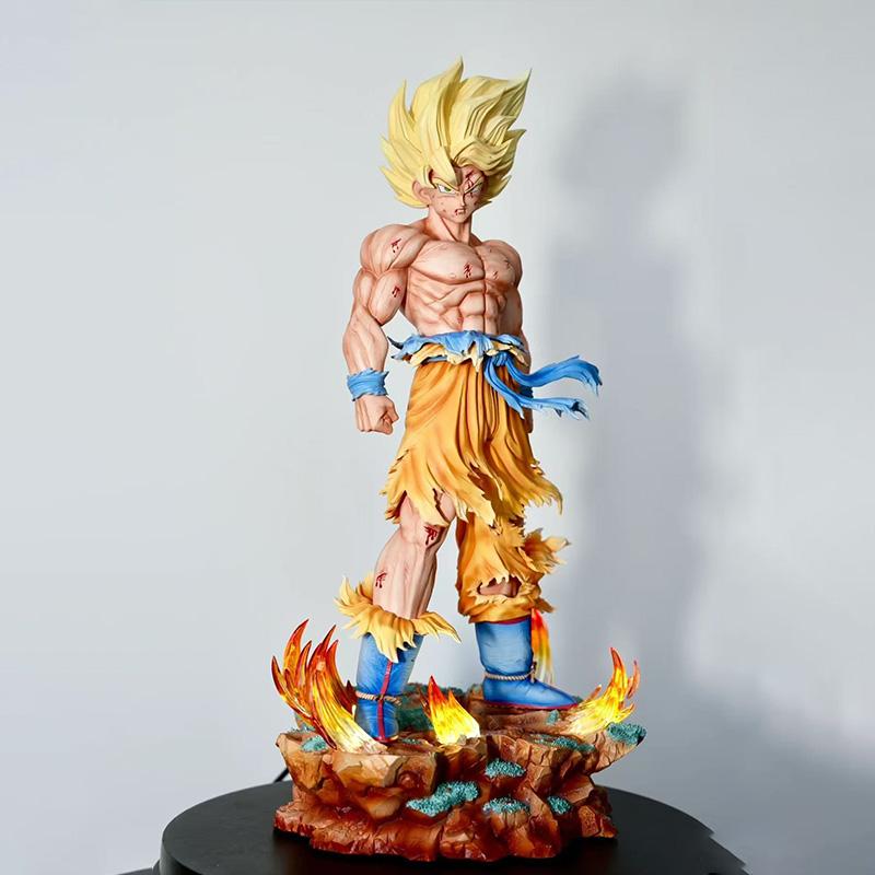 Jt Statue Dragon Ball Z Son Goku Figure Replaceable Heads Led Base Super Saiyan Goku Action Figures Set Mode Playthings Gifts