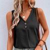 IHUASU Women's Fashion Casual Solid Color Print Sleeveless  V-Neck  Blouses & Shirts