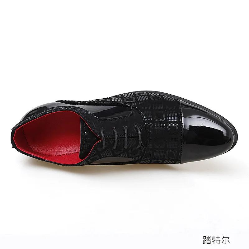 Pánské společenské boty na vysokém podpatku obchodní společenské boty pánské Oxfords se špičatou špičkou formální boty pro muže Luxusní kožené boty na svatební párty