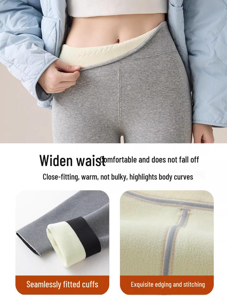 Northeast Women's High-Waisted Lambswool Leggings - Winter Warm, Plus Velvet, Thick, Versatile Cotton Pants