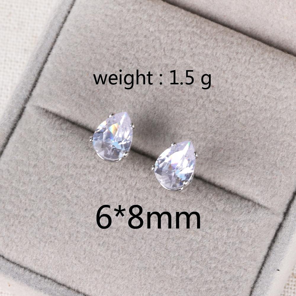 Delicate Water Drop Shaped Stud Earrings Luxury Silver Color Crystal CZ Ear Earrings for Women Fashion Versatile Jewelry