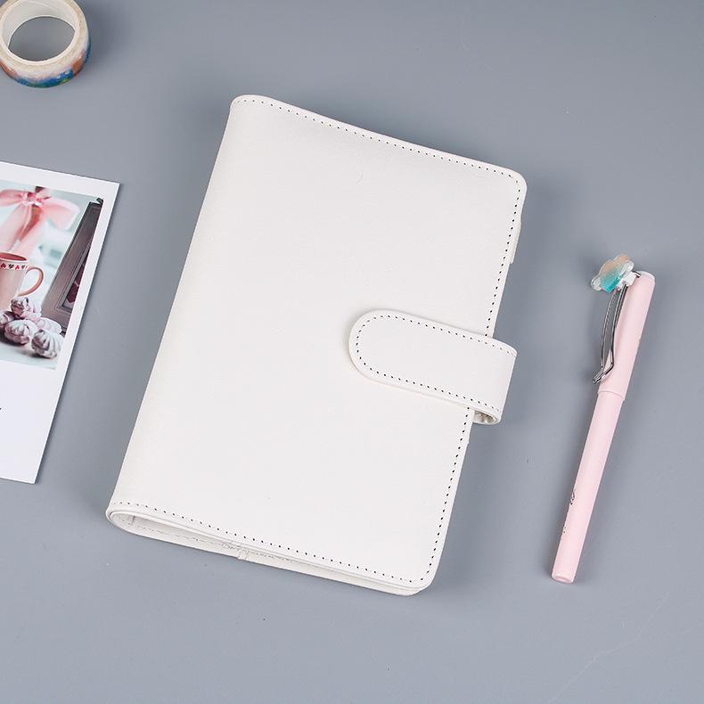 Korean Heart Macaron A5/A6 Ring Binder Notebook - PU Journal with 6-Hole Design