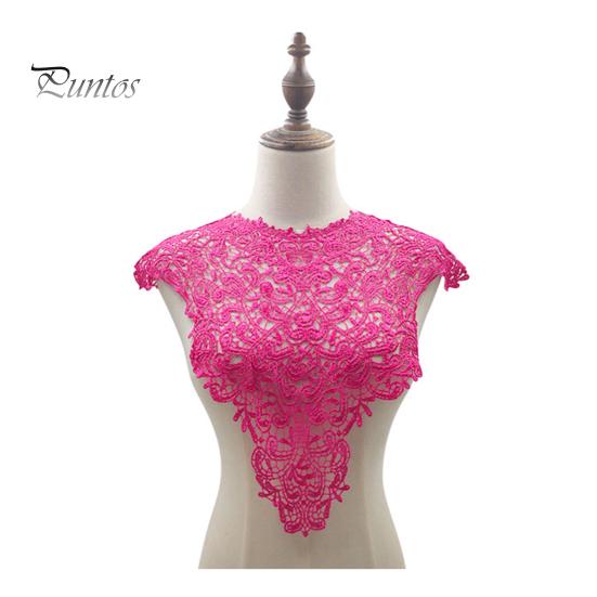 Spetsar Fake Collar Brodered Corsage Hollow Design Stora Blommor Avtagbar Fram/Back Krage Spets Applikation Kvinnlig Charm för syaffär