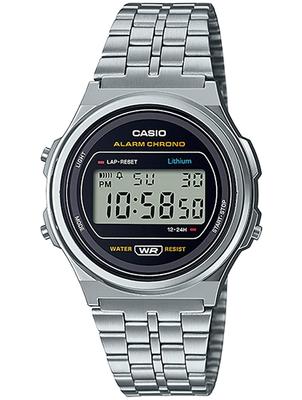 Casio Casio Standard Vintage Watch Unisex Classic Quartz Digital Metal Silver Black A171WE-1A [Item]