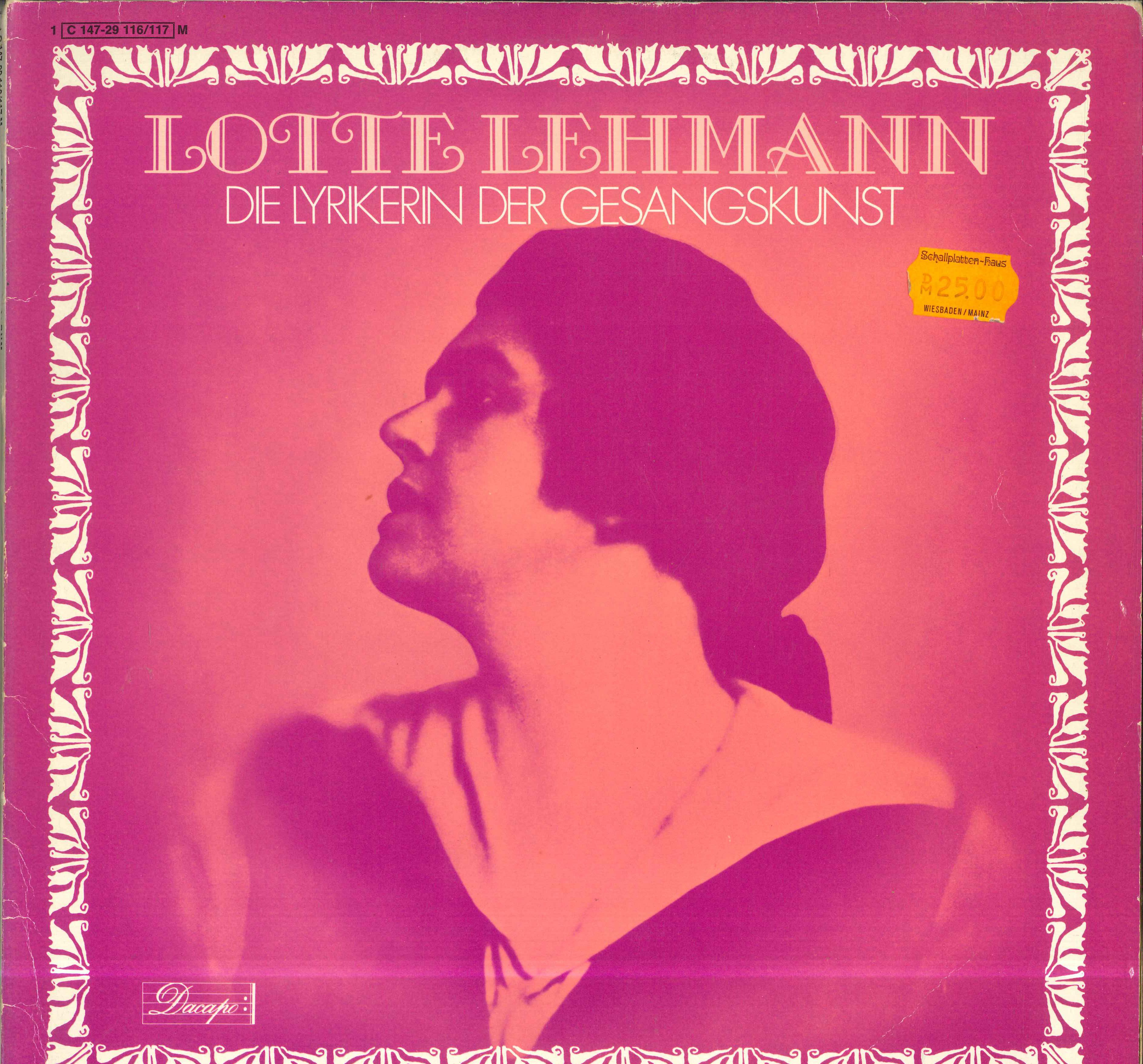 

LP Record LOTTE LEHMANN Lotte Lehmann Die Lyrikerin Der G 1C1472911617M DACAPO Germany Classical Used