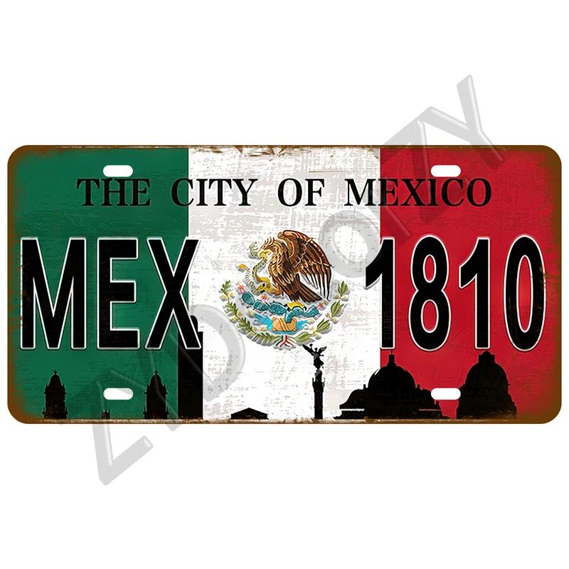 Plechový cedule s vlajkou země Francie Španělsko Německo SPZ Na zeď Domov Restaurace Řemesla Bar Dekorace Kovový cedule Mexiko USA