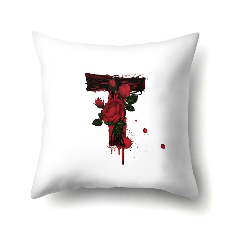 Halloween Polyester Kissenbezug Rose Kopfteil Auto Taille 26 Englische Buchstaben Gedruckter Kissenbezug