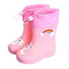 Cizme de ploaie pentru copii cu desene animate - Căptușite cu fleece, Antiderapante, Șnur pentru băieți și fete, Pantofi de grădiniță pentru toate anotimpurile