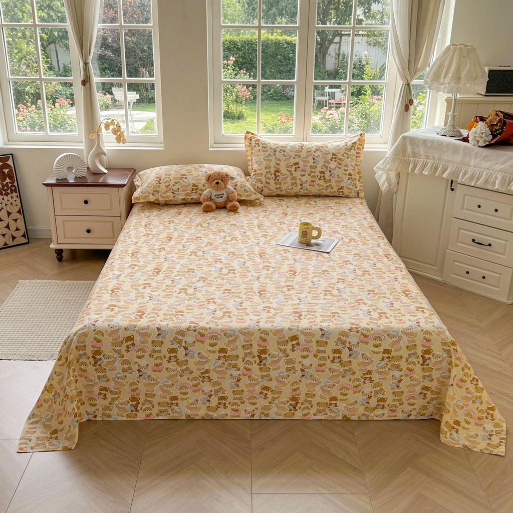 Active Print Pure Cotton Bed Sheets - Simple Style for Dormitory, Home, Single & Double Beds