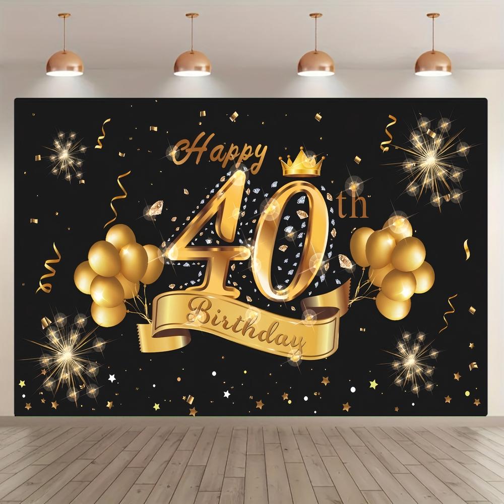1PC 40th Birthday Balloon Banner Flag for Party Photo Props Background Cloth Suitable for Anniversary Celebrations