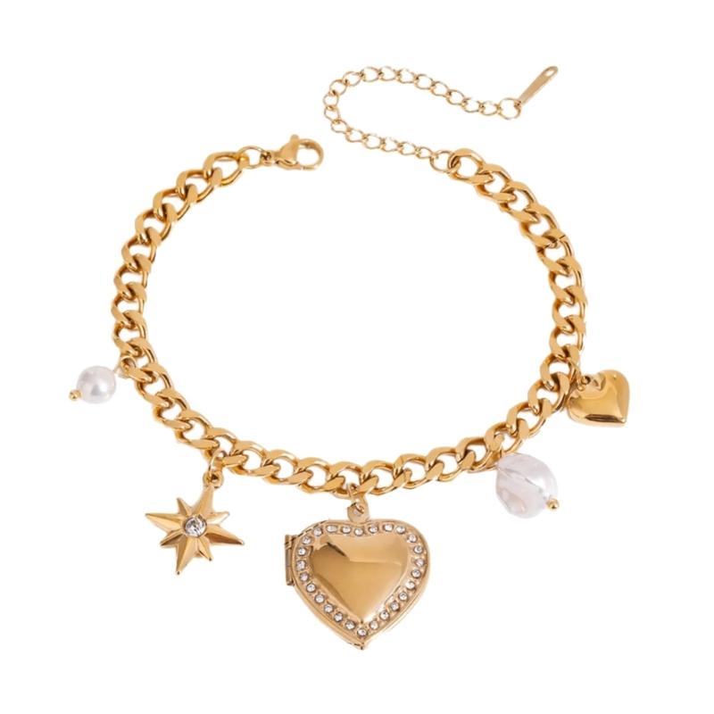 Zartes Herzrahmen Anhänger Armband Damen Modeschmuck Eleganter Schmuck Geeignet für Mode- und Hochzeitsveranstaltungen