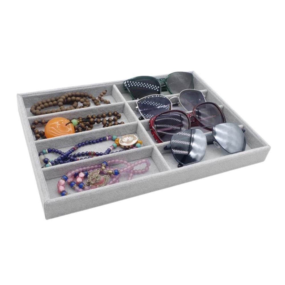 Large Capacity Velvet Jewelry Tray Wooden Rings Earrings Plate Jewelry Storage Box  Jewelry Seller