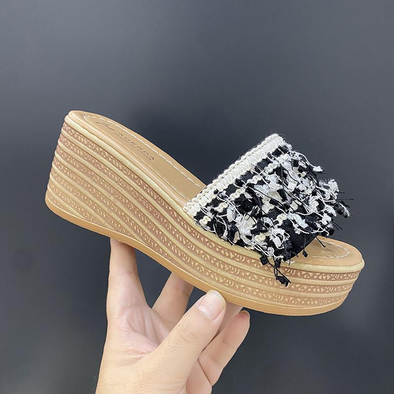 Fashion Female Casual Slingbacks Sandals Glitter PU Wedge Platform Comfortable Sandals for Women Summer Sandalias De Mujer 34-40
