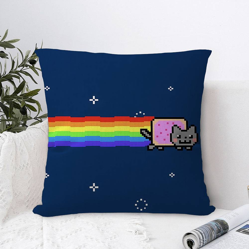 Funny Rainbow Cat Pillow Gift Home Office Decoration Pillow Bedroom Sofa Car Cushion CoverPillow Case