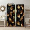 2 pcs   versatile polyester transparent curtains for home decoration Boho black Gold Leaf for use in bedrooms and living rooms
