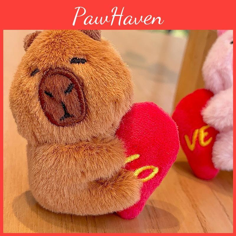 Plüsch Liebenswertes Wasserschwein Schlüsselanhänger Niedlicher Cartoon Herz Schlüsselanhänger Magnetischer Kinderverschluss