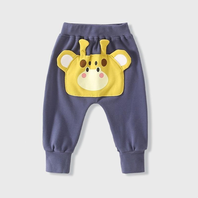 

Детские большие брюки PP Длинные брюки Весна и осень Мальчики и девочки Детские Досуг Дети Малыши Жираф PP Брюки Одежда Высокая талия 80 темно-синий