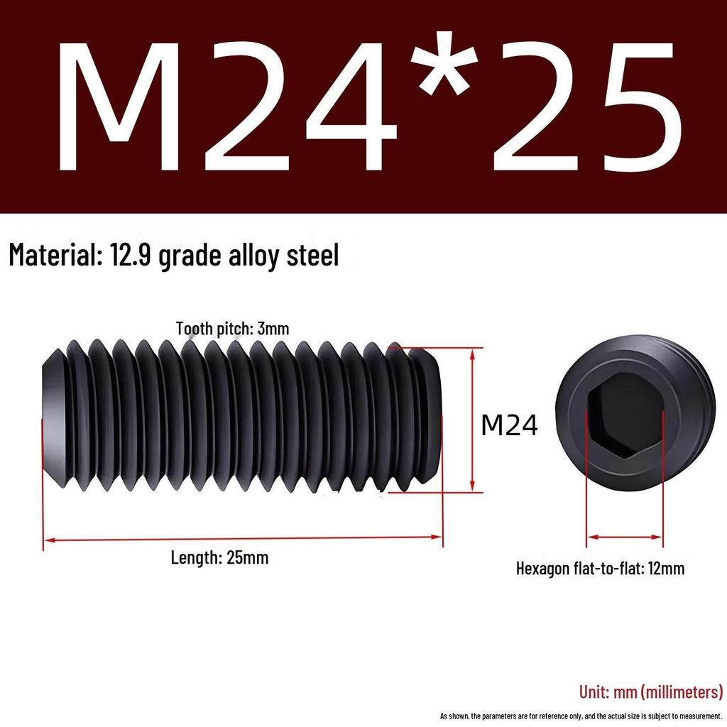 Grade 12.9 Hex Socket Headless Set Screw (M3-M16)