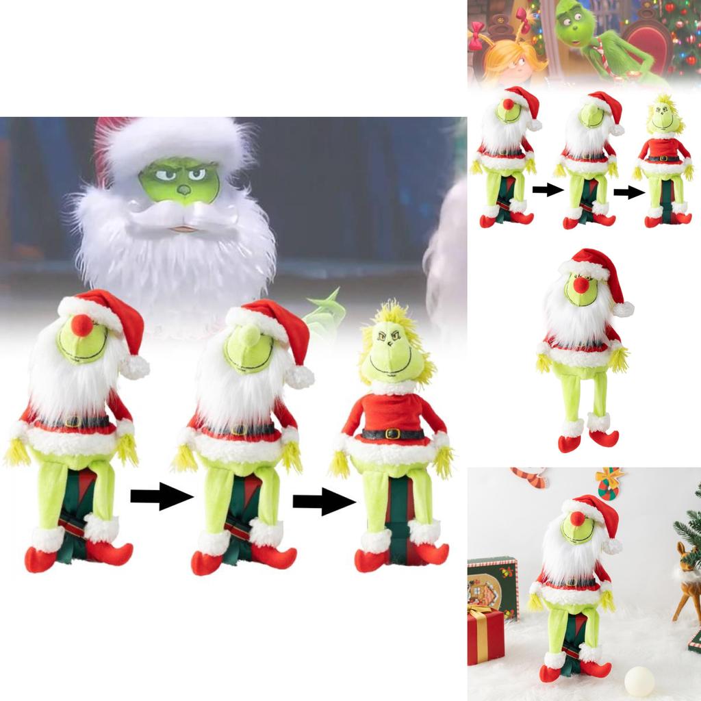 Adorable Diy Removable Sitting Green Haired No Face Doll Long Bearded Plush Toy