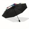 1pc Fantasy Dragon Floral Folding Umbrella: Auto-Open Close, Portable 3-Fold Design, 8-Bone Iron Frame, Outdoor, Perfect Festival Gift for Fans,