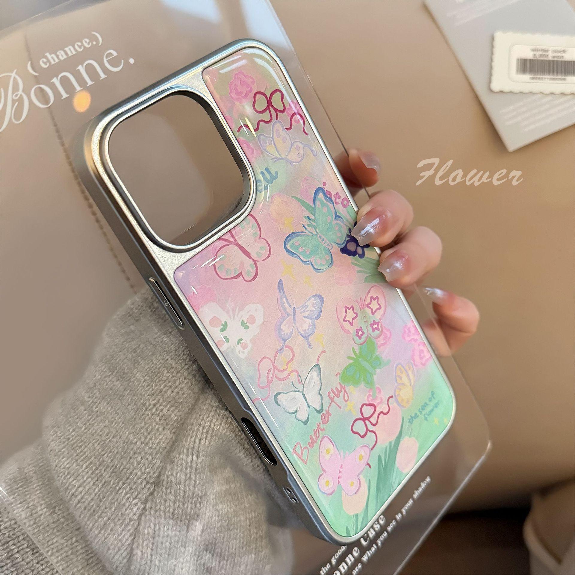 

Watercolor Butterfly Suitable for 16 Apple 15pro Max Mobile Phone Case Iphone 14 Drop Glue 13 Fresh 15 Huawei 16promax