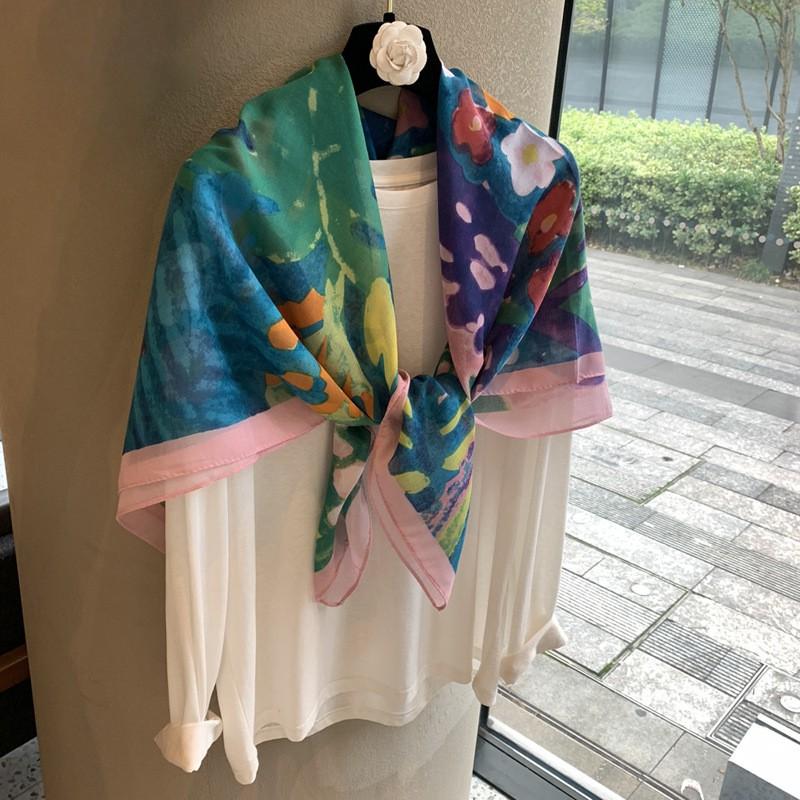 110cm Square Cotton Scarf Lightweight Wrap Shawl Women Elegant Minimalist Fashion Accessory