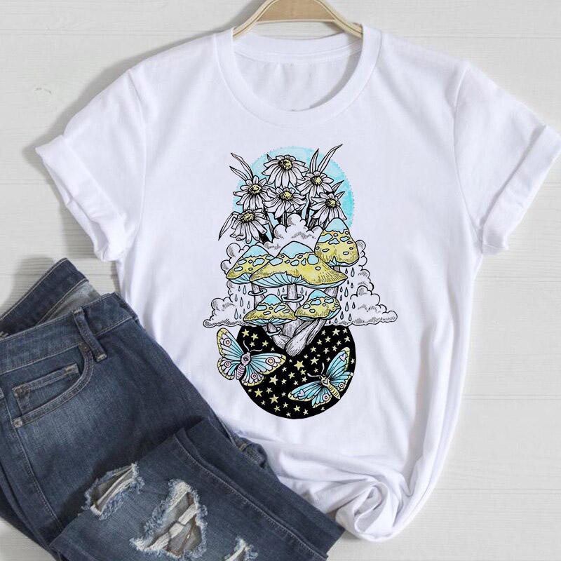 Women T-Shirt Summer Ladies Tops Cute Aesthetic Fashion 90S Print Kawaii Basic Clothing Female Clothes Tees Beautiful Butterfly