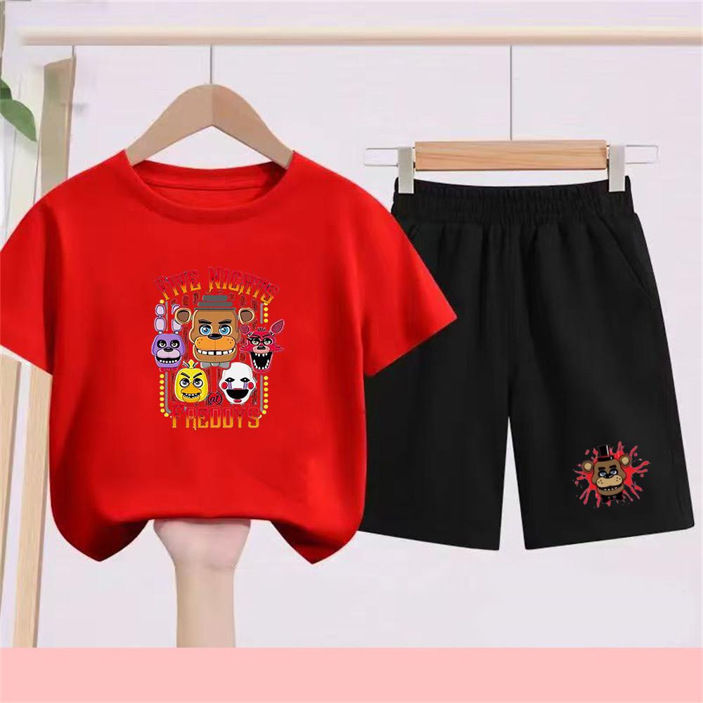 Summer boy Girls Casual T Shirt Sets cartoon Printed Kids Fashion Outfits Teen Children's O Neck Short Sleeve Tops Shorts 2pcs