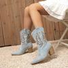 Autumn and Winter Women's Embroidered Charm Western Cowboy Boots Ladies Retro Casual Elegant Ankle Jeans Boots Plus Size