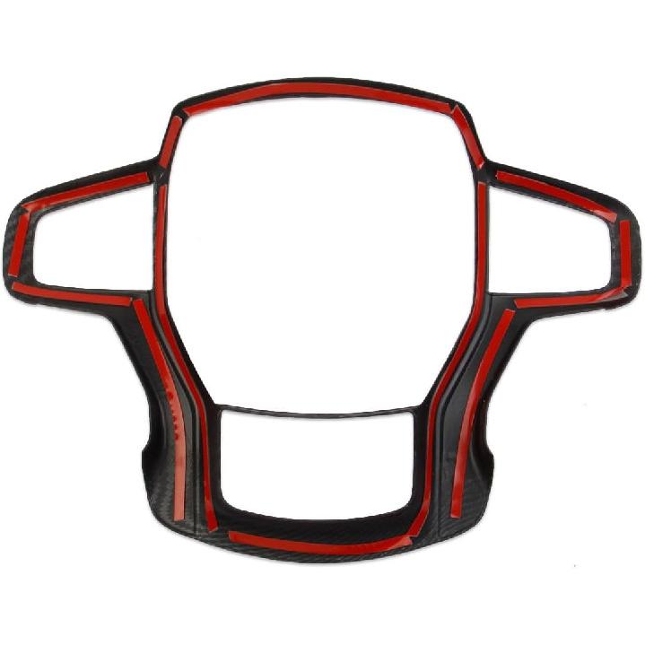 Carbon Fiber Steering Wheel Cover Molding Trims Accessoriess For -2025 Chevy Silverado Blazer -2024 Tahoe Suburban (Full Cover)