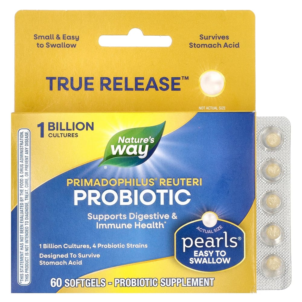 

Nature s Way Primadophilus® Reuteri Probiotic 1 Billion CFU Softgels, 60 Count 60 pcs - 1 ea