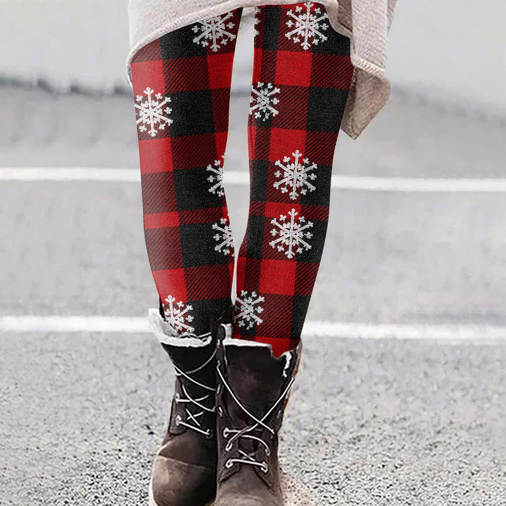 Dame Juleprint Slim Fit Elastiske Yoga Fritidsbukser