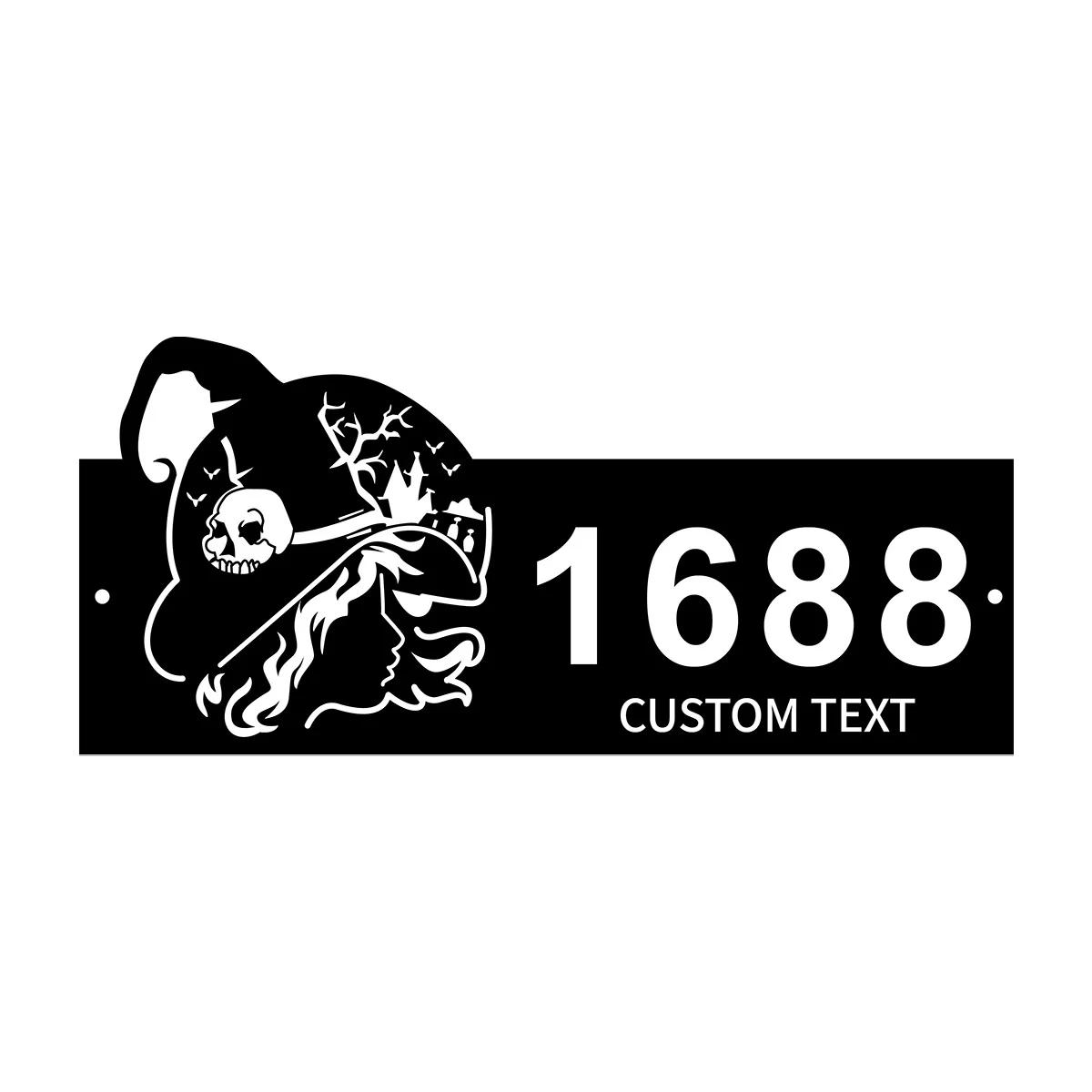 Witch Haunted House Metal Address Sign Yard Outdoor House Number Plaque чёрный