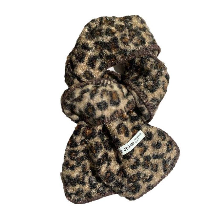 Autumn Winter Leopard Print Long Scarf for Women Girls Winter Warm Cashmere Scarf Korean Fashion Casual Thickened Niche Shawl