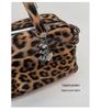 Leopard Print Retro Studded Bowling Bag - Women's 2025 Shoulder Handbag