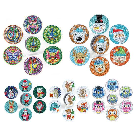 

6 шт. набор подставок для рукоделия с бриллиантами, односторонние яркие цветные подставки для снятия стресса, стразы для рукоделия, вышивка, подушка для чашки с подставкой