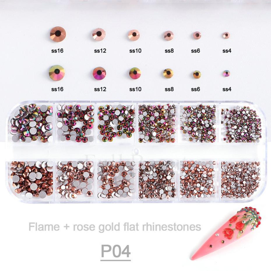 Nail Art Jewelry, Maillard Color Pearl Flat-Bottomed Diamond Steel Ball Diy Nail Jewelry Mixed