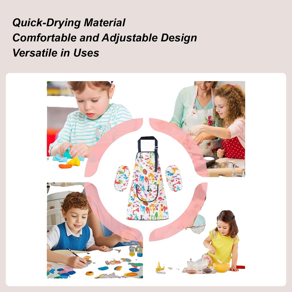 Toddler Apron Adjustable Waterproof Bib With Sleeves Kids Aprons Painting For Boys Girls Ages 2-12 Baking Cooking Classroom Home