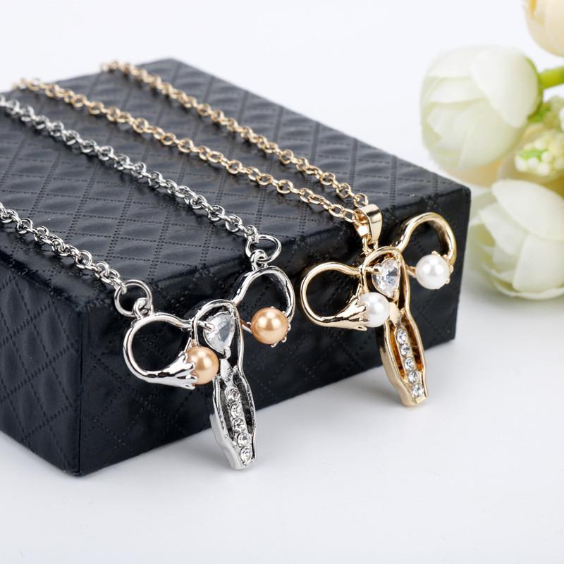 Stylish Modeling Uterine Necklace With Alloy Pendant And Chain Travel For