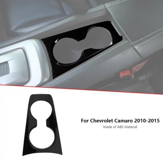 Black Front Water Cup Holder Cover Trim Bezels ABS For Chevrolet Camaro 2010-15