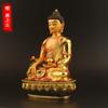 Super Big 21cm Gold Plating Colored Tibetan Tranic Three Treasured Shakyamuni Buddha Statue Figurine Putting Decoration
