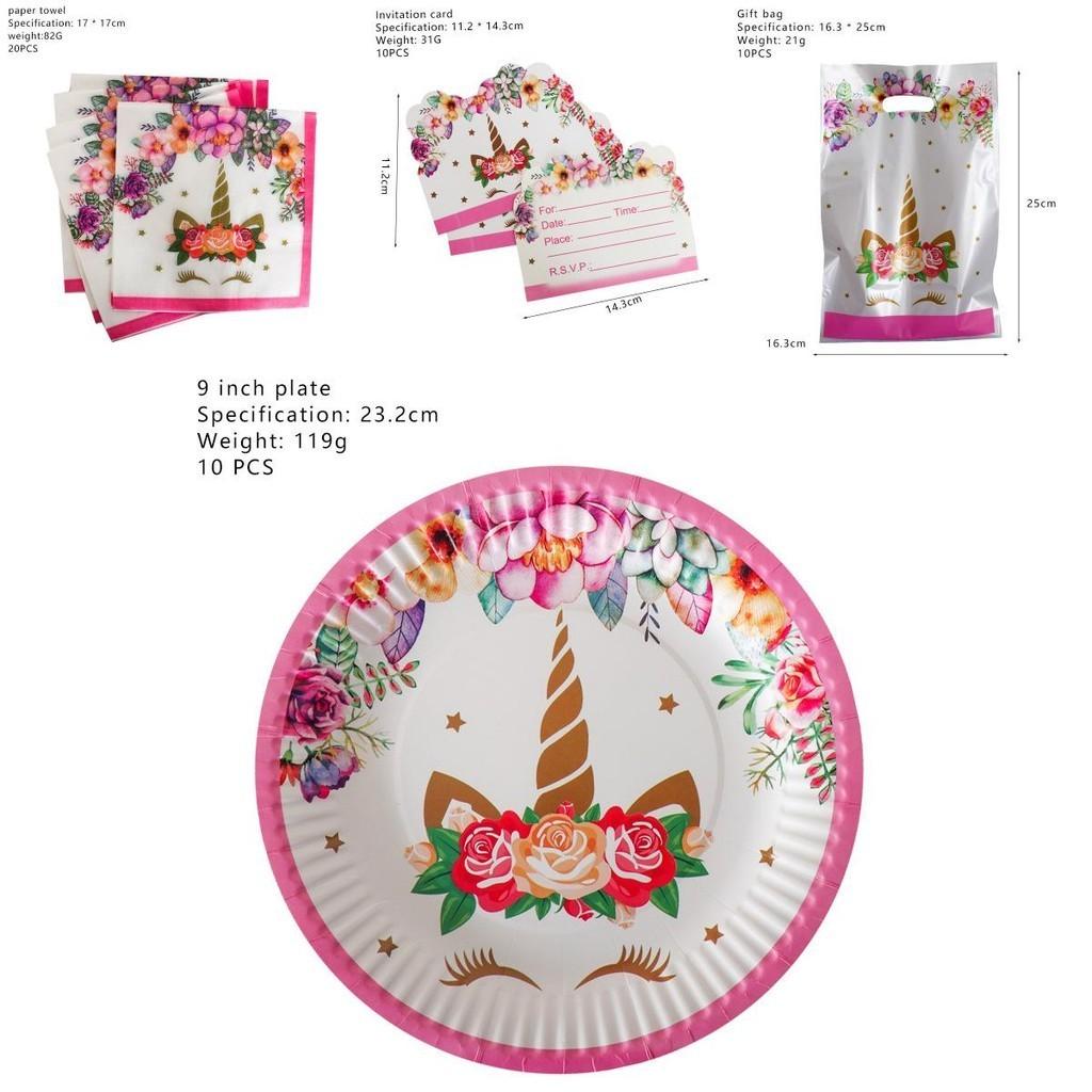 Wreath Unicorn Kids Birthday Party Supplies Delightful Tableware Cups Forks Plates And Napkins