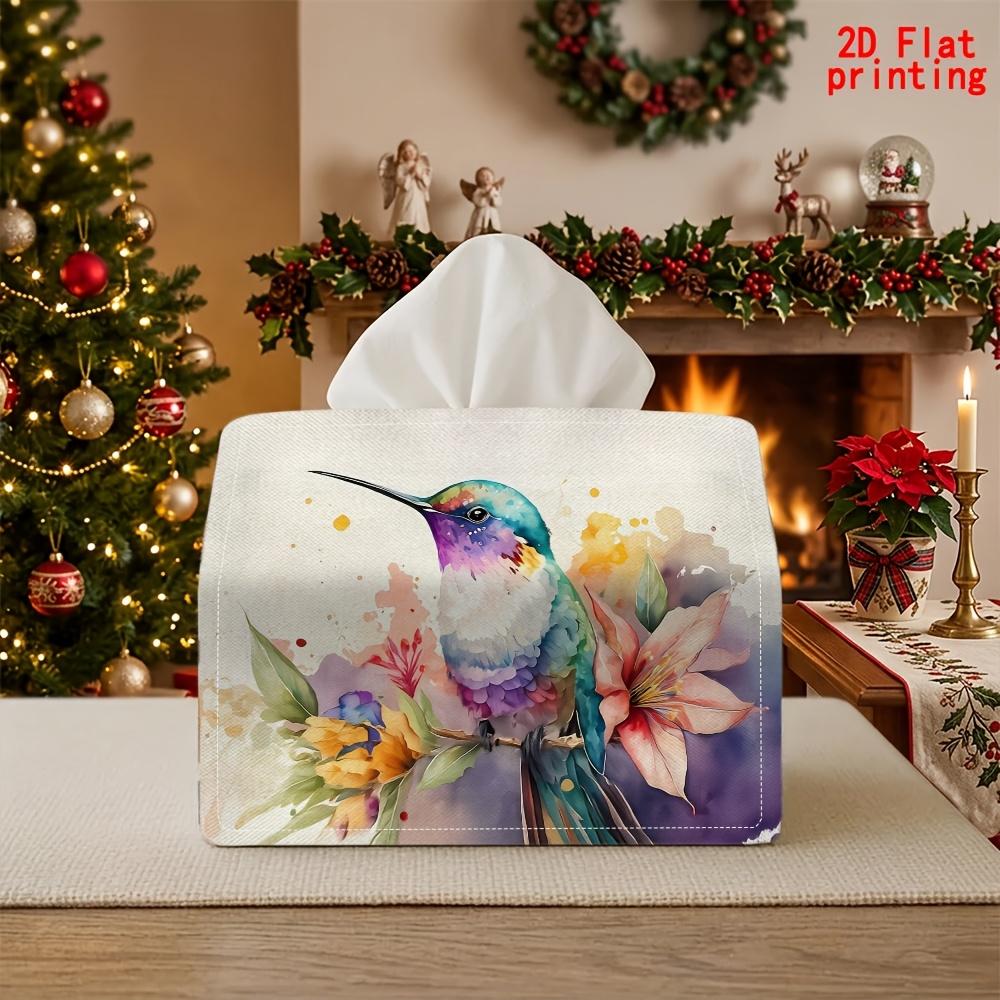 1pc Hummingbird Floral Tissue Box with Colorful Bird & Flower - Reusable Napkin Dispenser Suitable for Kitchen, Living Room, Bedroom, Compact Decorati