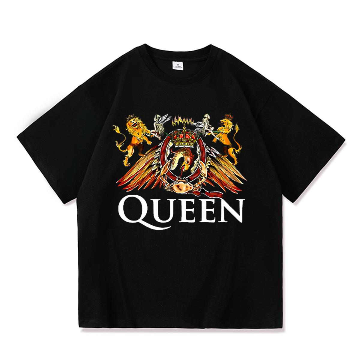 

Повсякденна літня бавовняна футболка з принтом QUEEN 2023 з коротким рукавом і круглим вирізом, вільна футболка для коханців, жіночі топи XL чорний