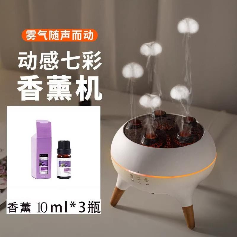 Jellyfish Projection Humidifier Aromatherapy Diffuser,Voice-Controlled Mist Mode with Ambient Light,Desktop Decorative Fragrance