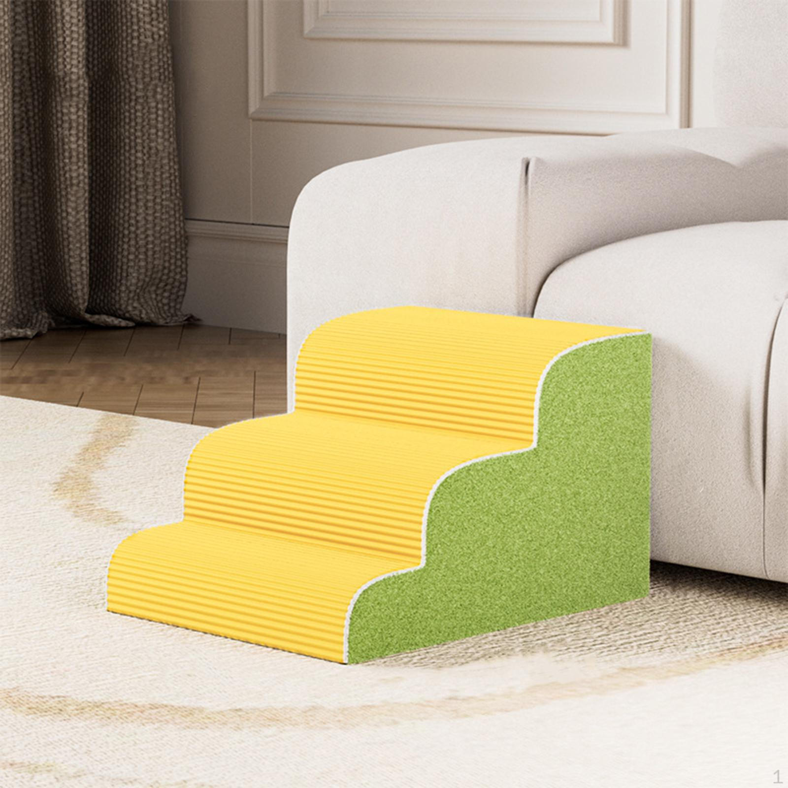 

Dog Ramps Steps Extra Wide Removeable Cover Comfortable 30cm Height Non Slip Backing High Density Yellow Green