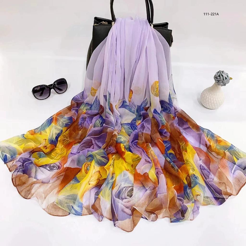 Silk Scarf Women Hijab Pashmina Long Beach Stoles Shawl Wrap Headbands Spring Warm Scarves Bandana Ladies Neckscarf Foulard