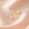 Luxury Pineapple Pearl Stud Earrings for Women - Silver Needle Pine Cone Design