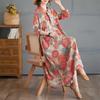 Vintage Printed Loose Lace Long Sleeve Hem Long Dresses